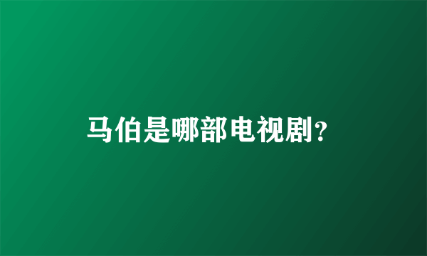 马伯是哪部电视剧？