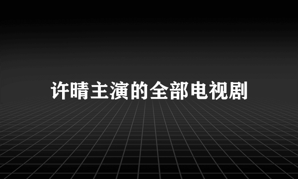 许晴主演的全部电视剧