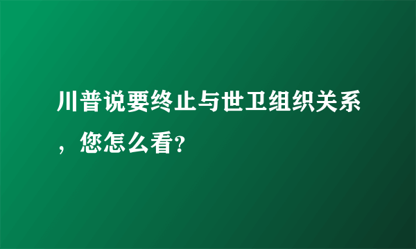 川普说要终止与世卫组织关系，您怎么看？