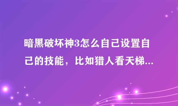 暗黑破坏神3怎么自己设置自己的技能，比如猎人看天梯上他们的技能没有鼠标右键设置的？