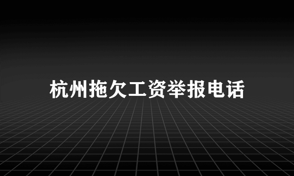 杭州拖欠工资举报电话