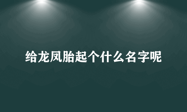 给龙凤胎起个什么名字呢