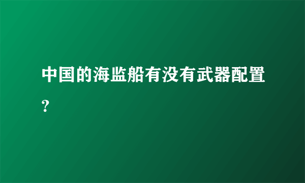 中国的海监船有没有武器配置？