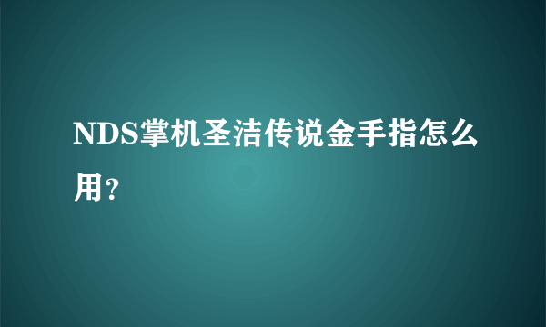 NDS掌机圣洁传说金手指怎么用？