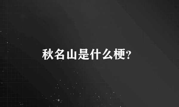 秋名山是什么梗？