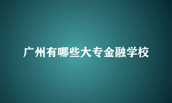 广州有哪些大专金融学校