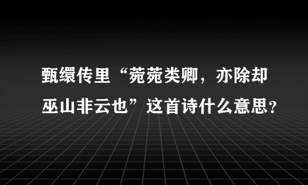 甄缳传里“菀菀类卿，亦除却巫山非云也”这首诗什么意思？