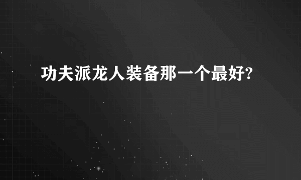 功夫派龙人装备那一个最好?