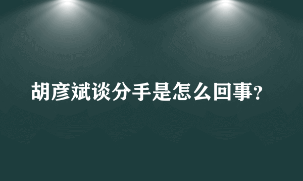 胡彦斌谈分手是怎么回事？