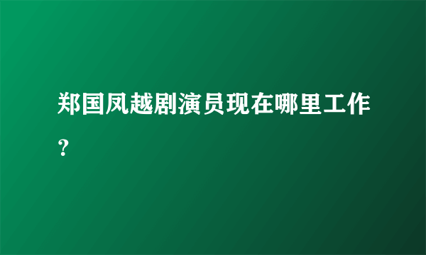 郑国凤越剧演员现在哪里工作？