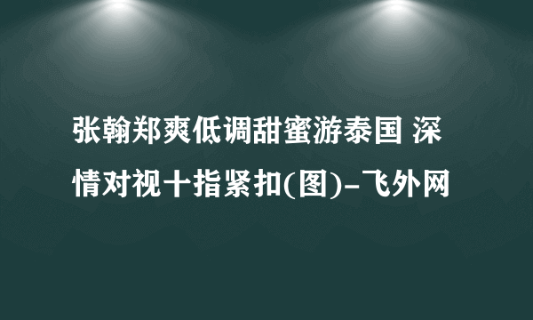 张翰郑爽低调甜蜜游泰国 深情对视十指紧扣(图)-飞外网