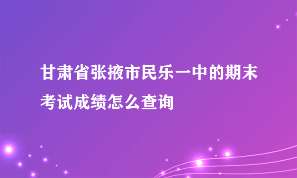 甘肃省张掖市民乐一中的期末考试成绩怎么查询