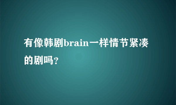 有像韩剧brain一样情节紧凑的剧吗？