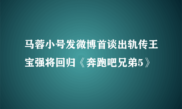 马蓉小号发微博首谈出轨传王宝强将回归《奔跑吧兄弟5》