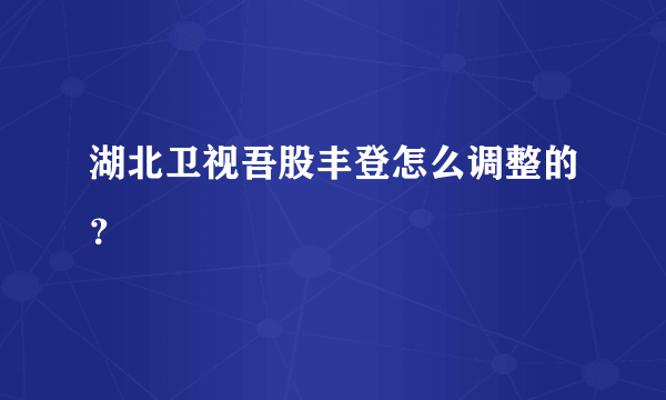 湖北卫视吾股丰登怎么调整的？