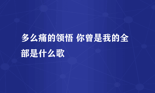 多么痛的领悟 你曾是我的全部是什么歌