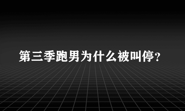 第三季跑男为什么被叫停？