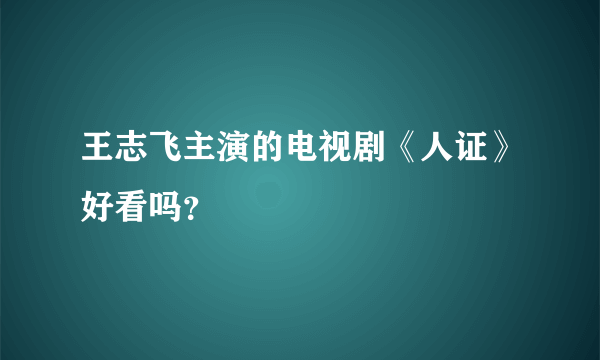 王志飞主演的电视剧《人证》好看吗？