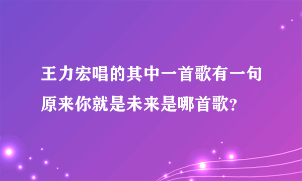 王力宏唱的其中一首歌有一句原来你就是未来是哪首歌？