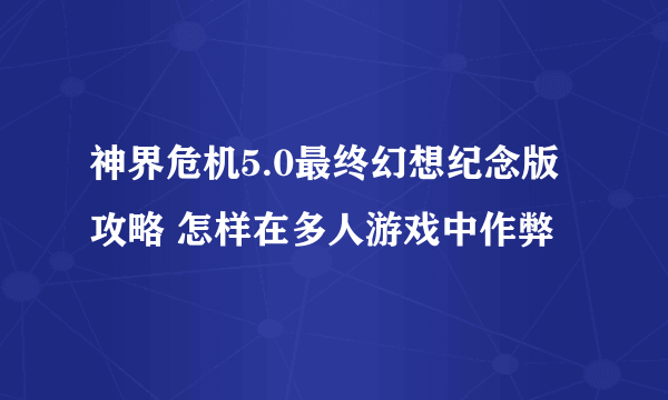 神界危机5.0最终幻想纪念版攻略 怎样在多人游戏中作弊