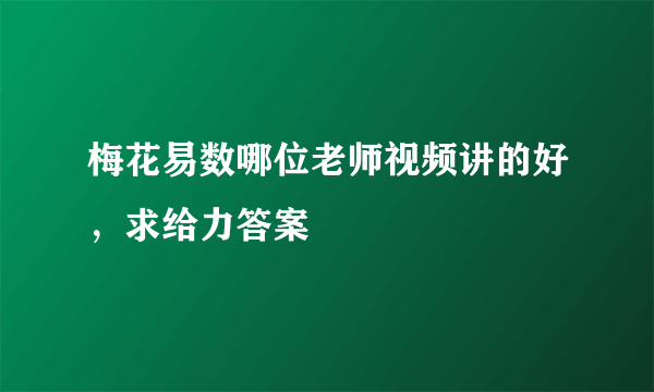 梅花易数哪位老师视频讲的好，求给力答案