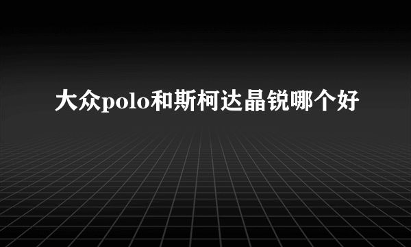 大众polo和斯柯达晶锐哪个好