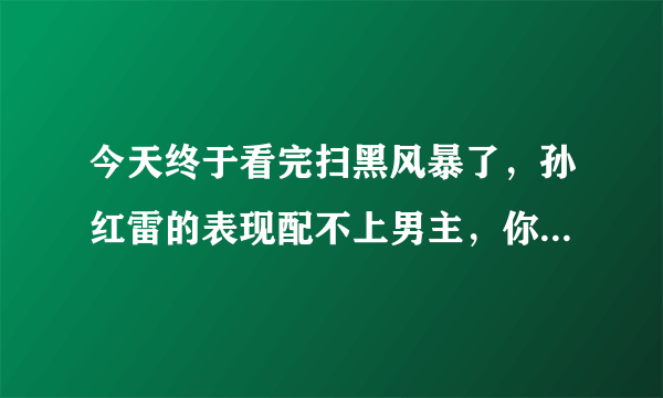 今天终于看完扫黑风暴了，孙红雷的表现配不上男主，你们认为呢？