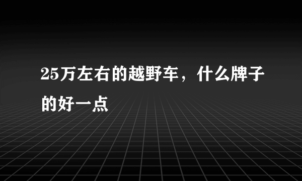 25万左右的越野车，什么牌子的好一点