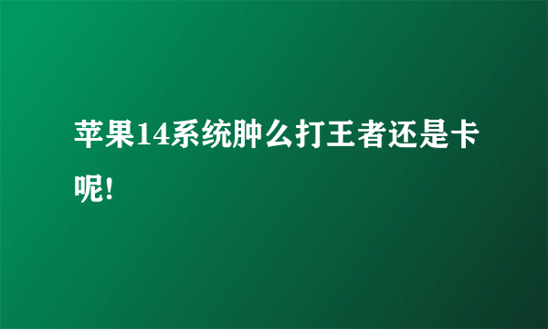 苹果14系统肿么打王者还是卡呢!