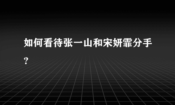 如何看待张一山和宋妍霏分手？