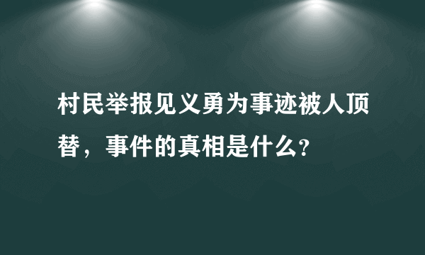 村民举报见义勇为事迹被人顶替，事件的真相是什么？