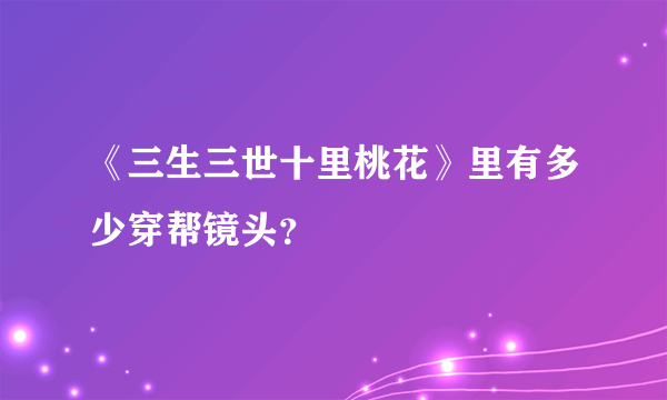 《三生三世十里桃花》里有多少穿帮镜头？