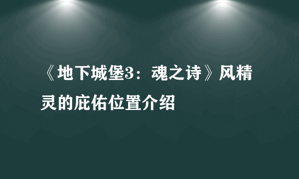 《地下城堡3：魂之诗》风精灵的庇佑位置介绍