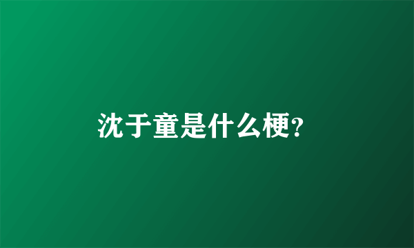 沈于童是什么梗？