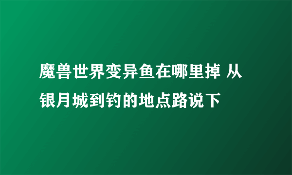 魔兽世界变异鱼在哪里掉 从银月城到钓的地点路说下