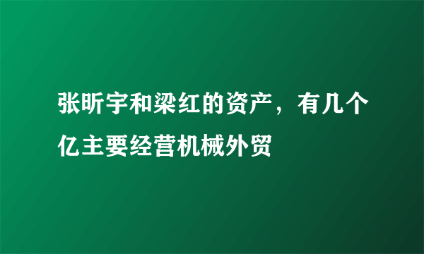 张昕宇和梁红的资产，有几个亿主要经营机械外贸