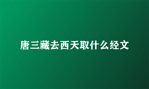 唐三藏去西天取什么经文