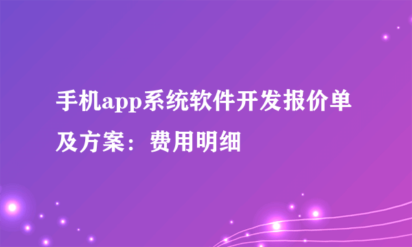 手机app系统软件开发报价单及方案：费用明细