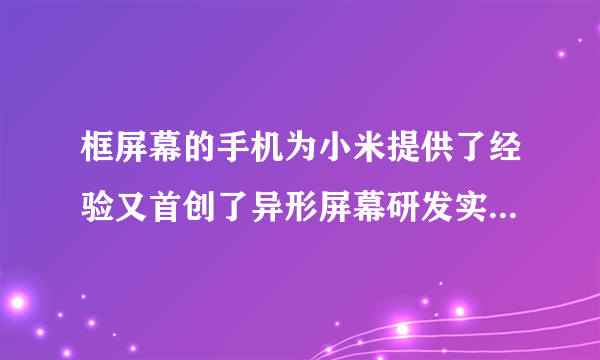 框屏幕的手机为小米提供了经验又首创了异形屏幕研发实力还是有的