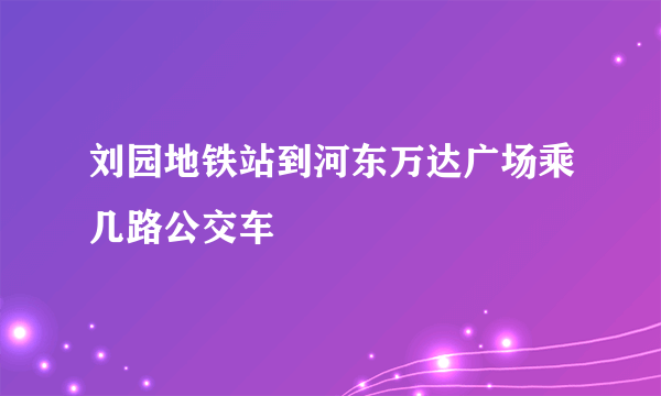 刘园地铁站到河东万达广场乘几路公交车