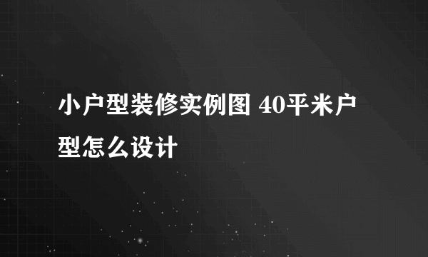 小户型装修实例图 40平米户型怎么设计