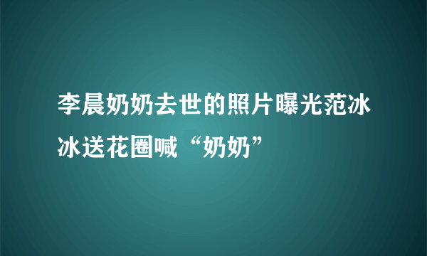 李晨奶奶去世的照片曝光范冰冰送花圈喊“奶奶”