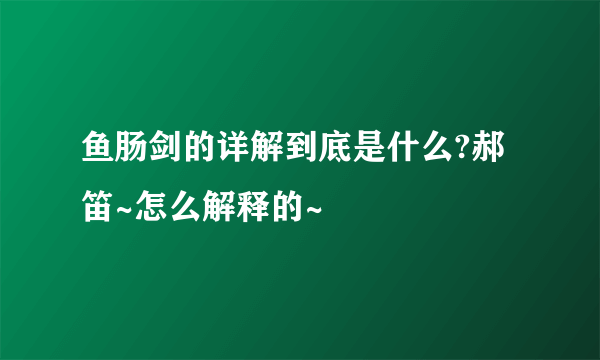 鱼肠剑的详解到底是什么?郝笛~怎么解释的~