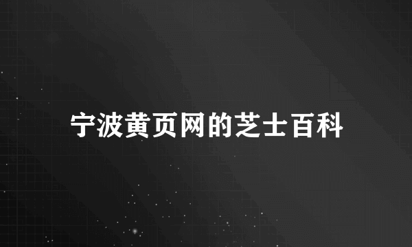 宁波黄页网的芝士百科