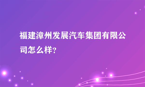 福建漳州发展汽车集团有限公司怎么样？