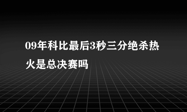 09年科比最后3秒三分绝杀热火是总决赛吗