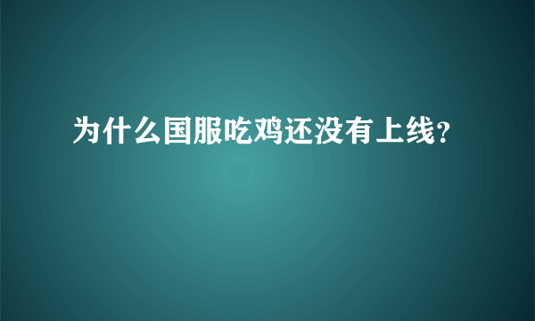 为什么国服吃鸡还没有上线？