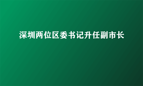 深圳两位区委书记升任副市长