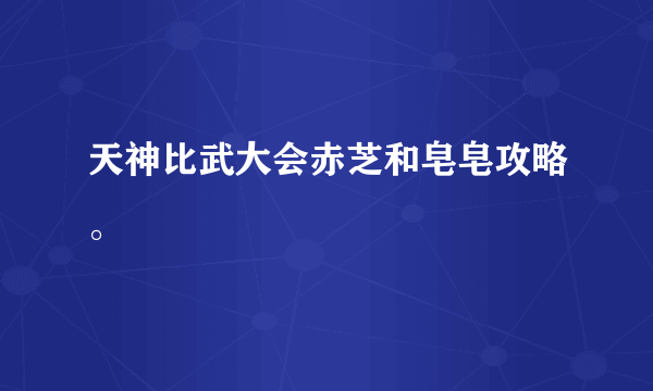 天神比武大会赤芝和皂皂攻略。