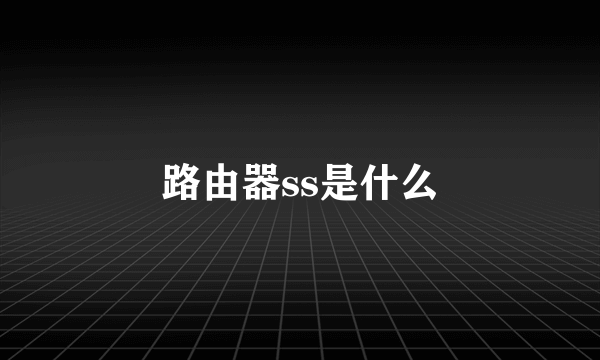 路由器ss是什么